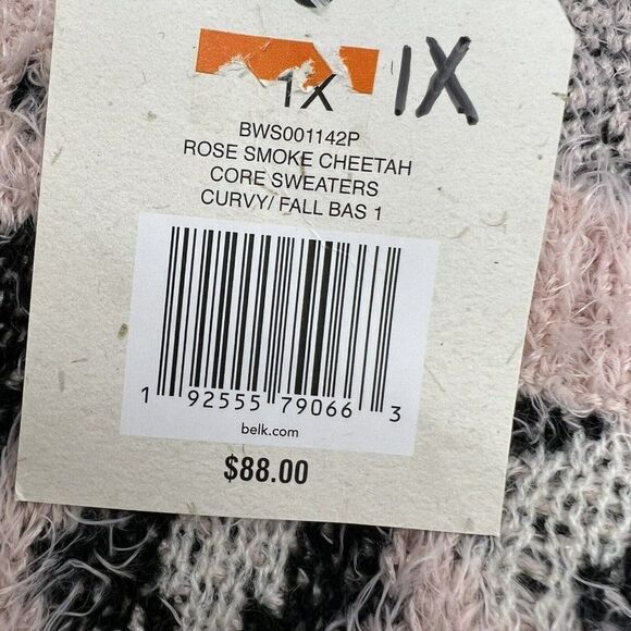 Wonderly Women's Fuzzy Pink Animal Print Sweater Long Sleeve Size 1X - Picture 4 of 5